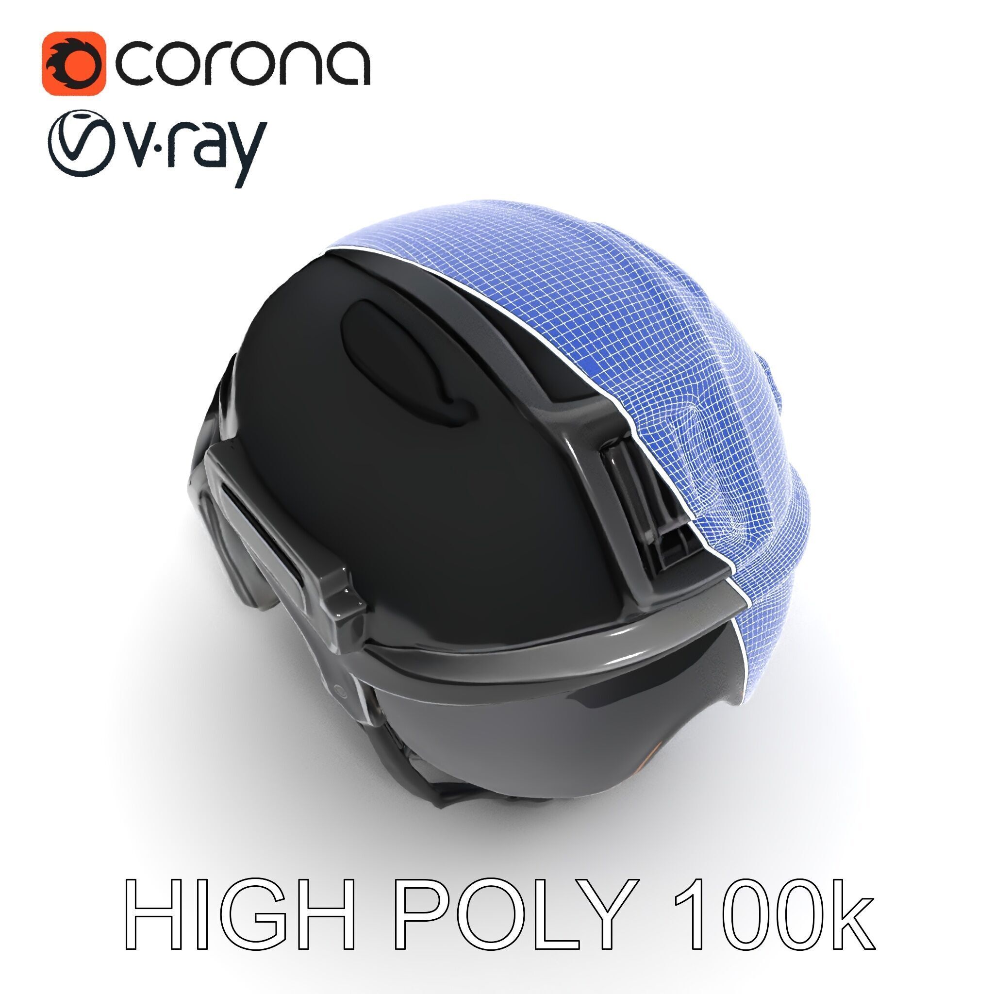 Tactical Helmet with Visor Model Pack Low-poly 3D model_10