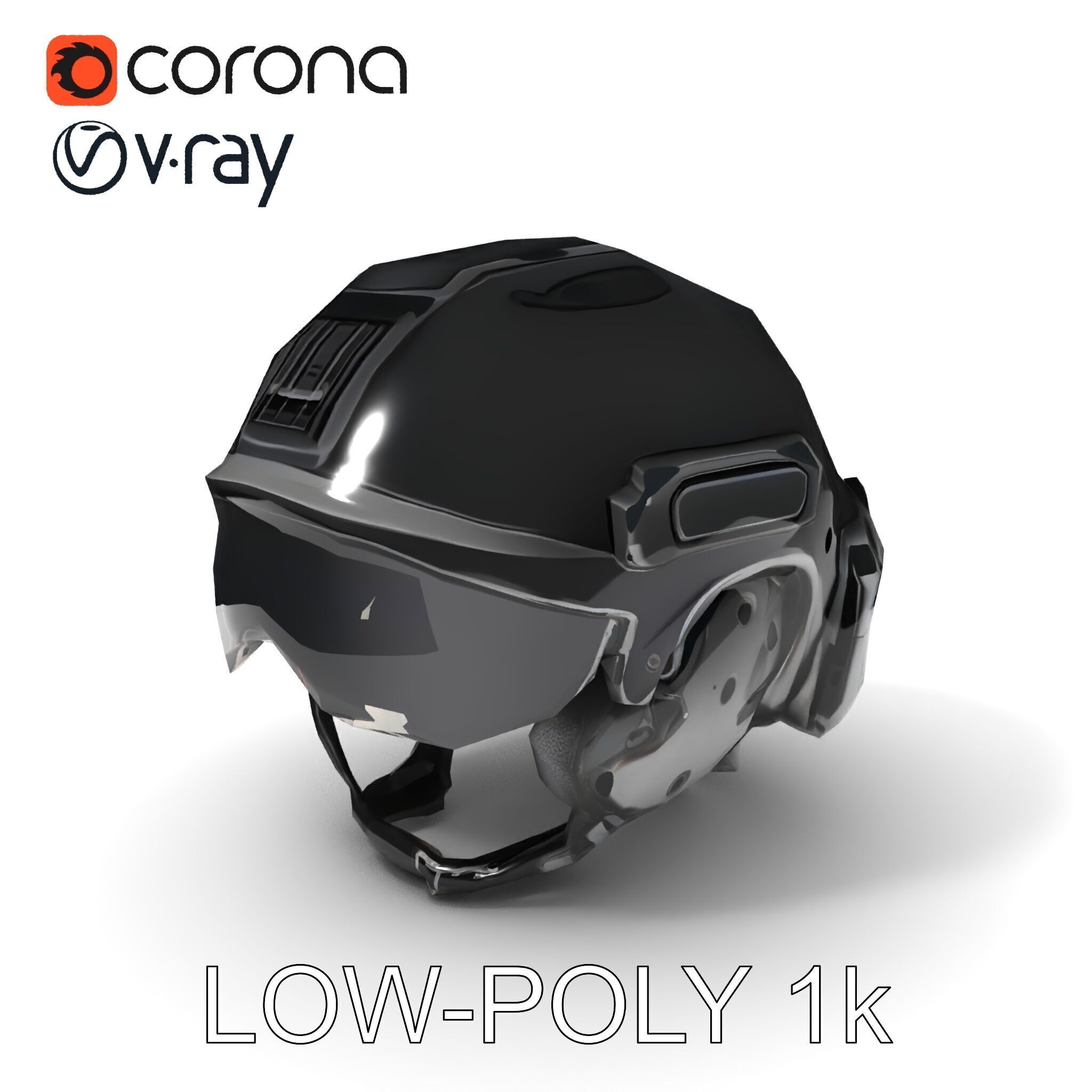 Tactical Helmet with Visor Model Pack Low-poly 3D model_18