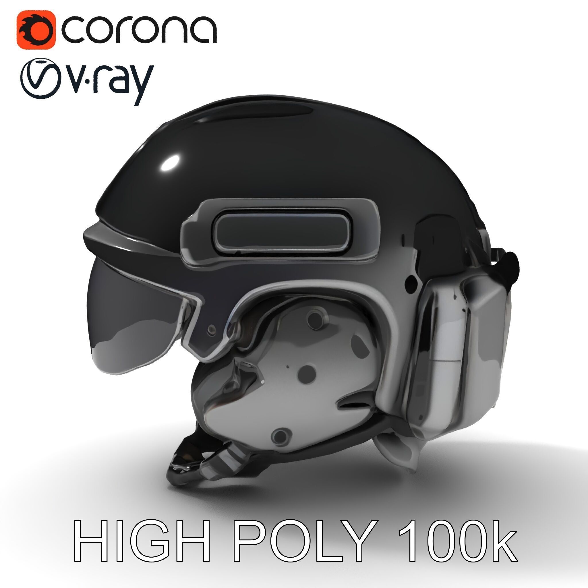 Tactical Helmet with Visor Model Pack Low-poly 3D model_13