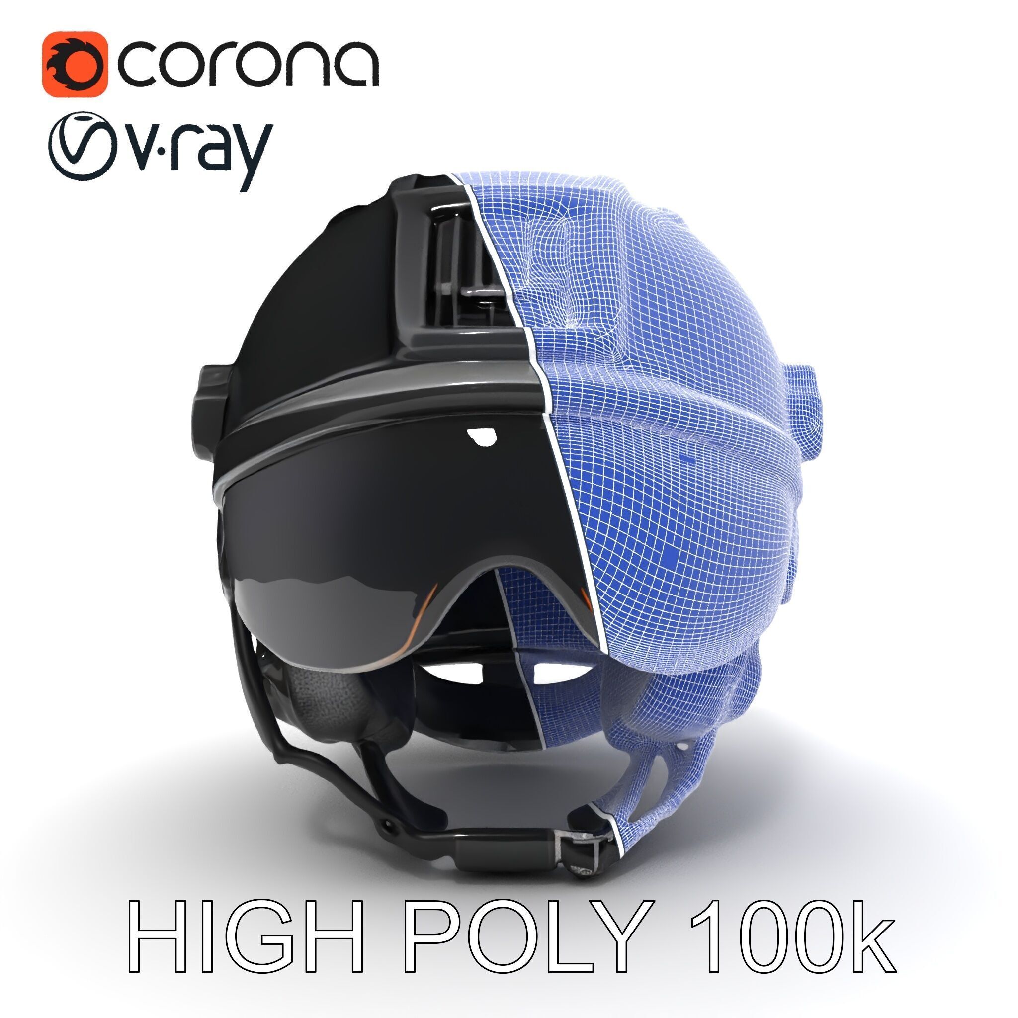 Tactical Helmet with Visor Model Pack Low-poly 3D model_16
