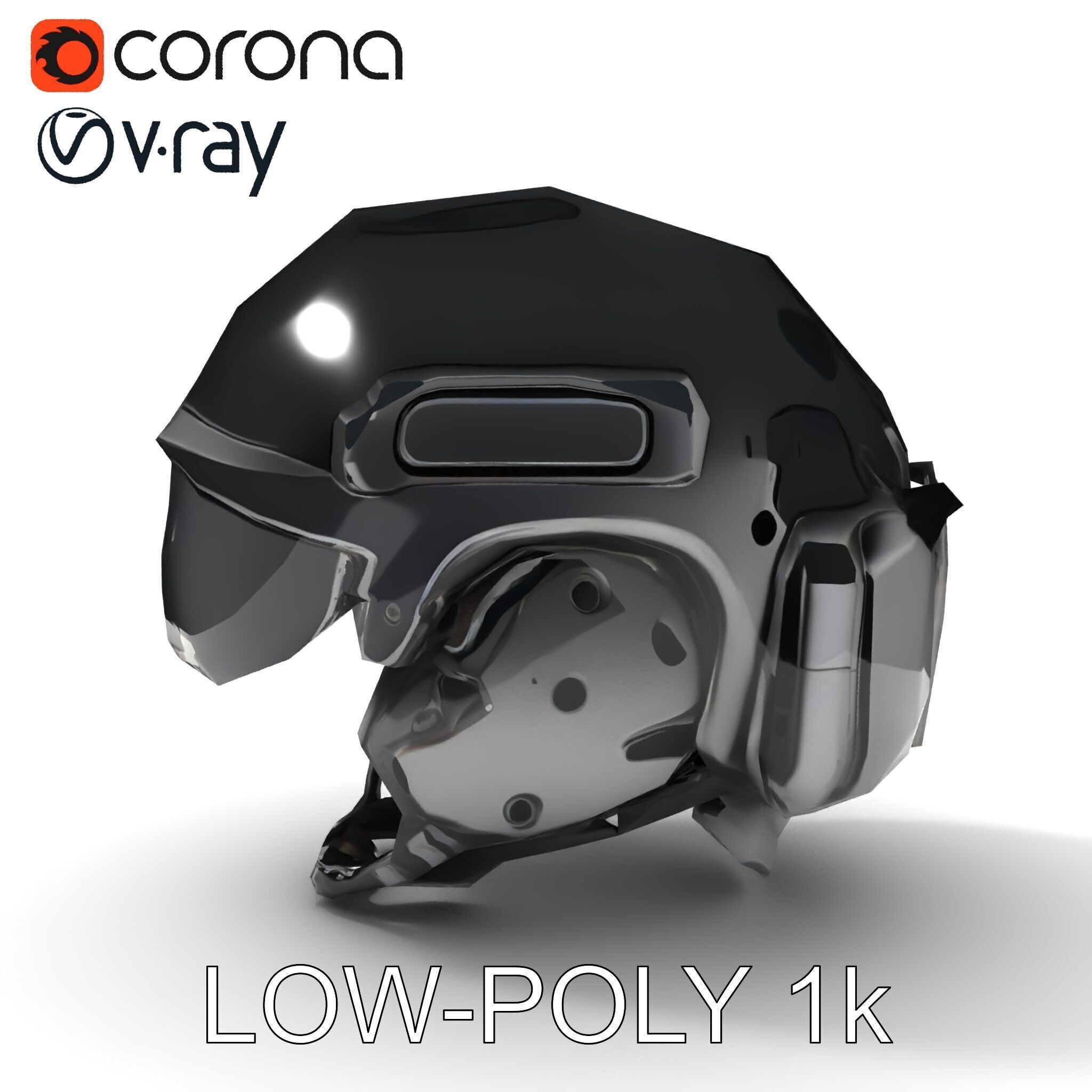Tactical Helmet with Visor Model Pack Low-poly 3D model_7