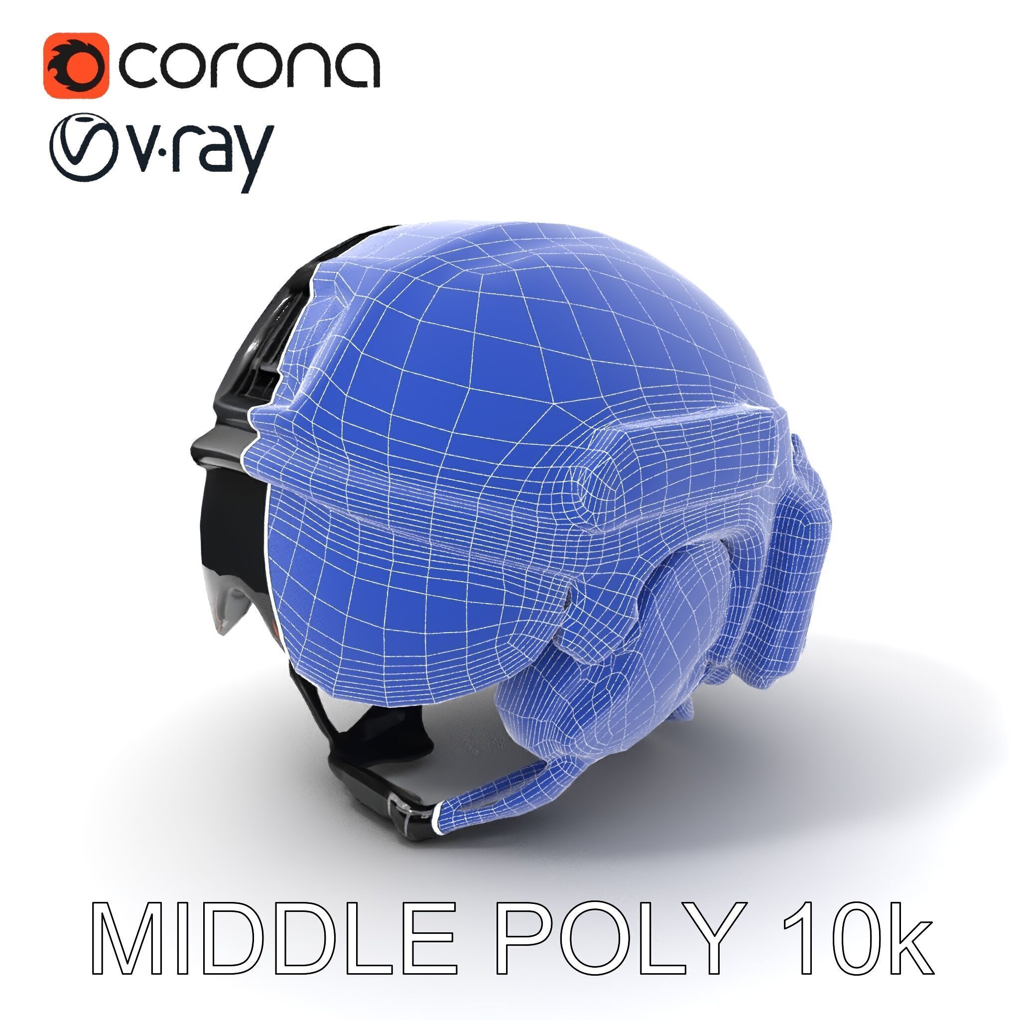 Tactical Helmet with Visor Model Pack Low-poly 3D model_6
