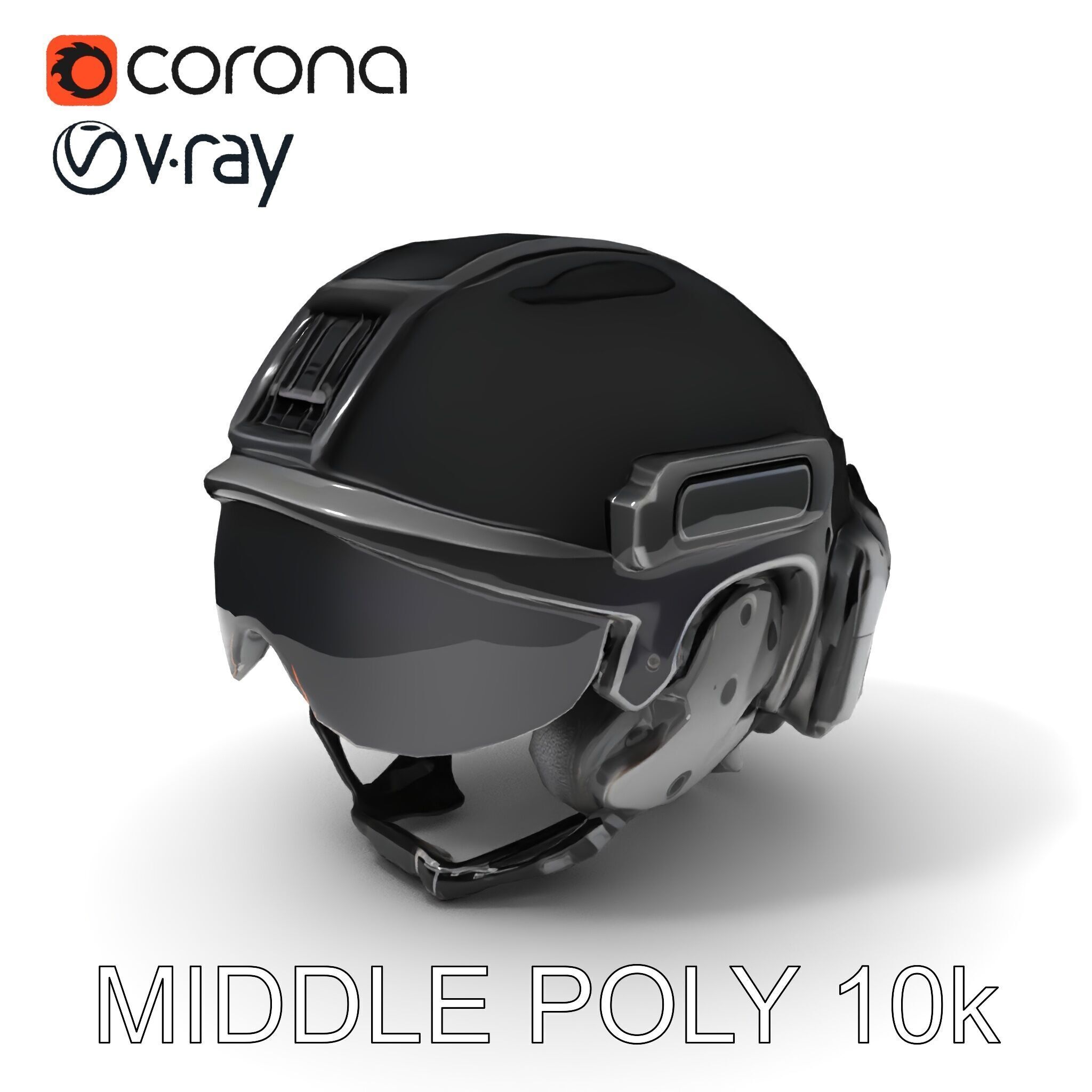 Tactical Helmet with Visor Model Pack Low-poly 3D model_25