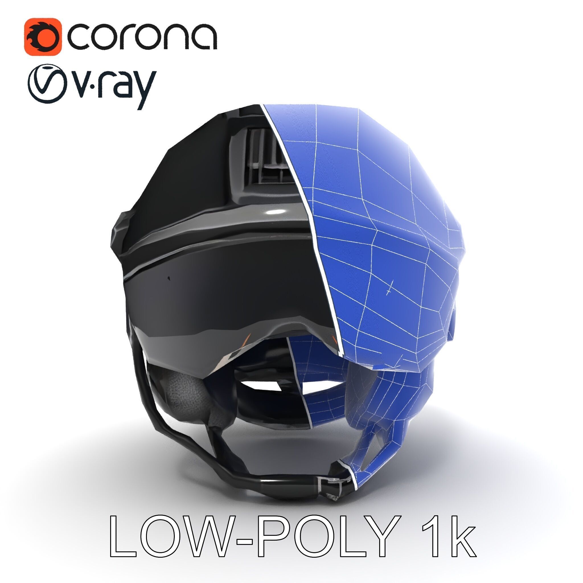 Tactical Helmet with Visor Model Pack Low-poly 3D model_12