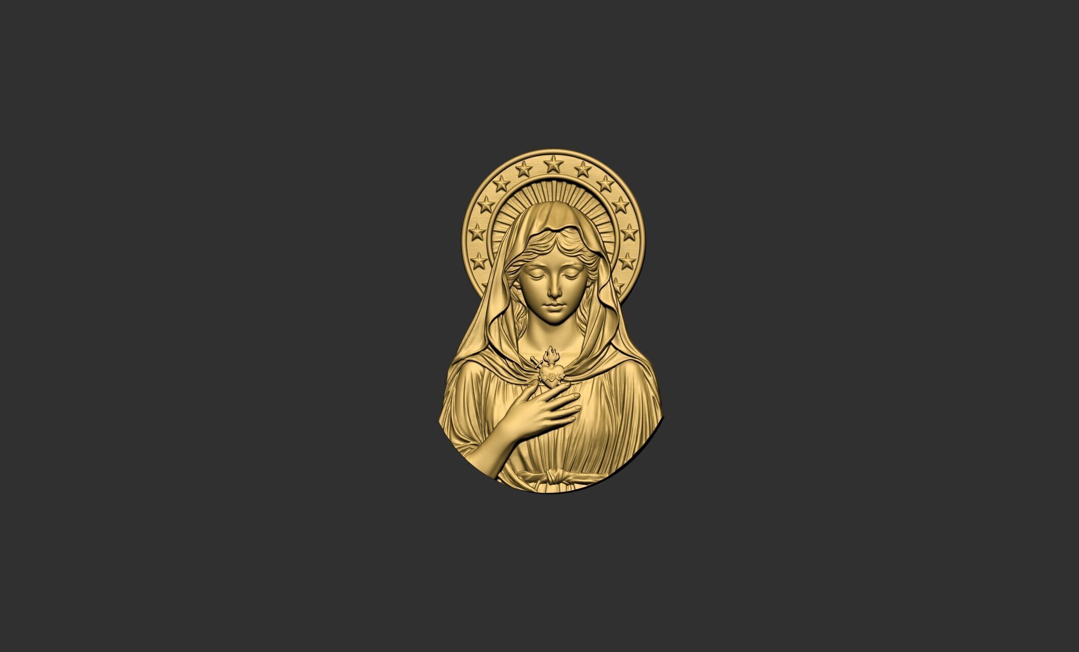 Virgin Mary with Sacred Heart and Halo 3D print model_7
