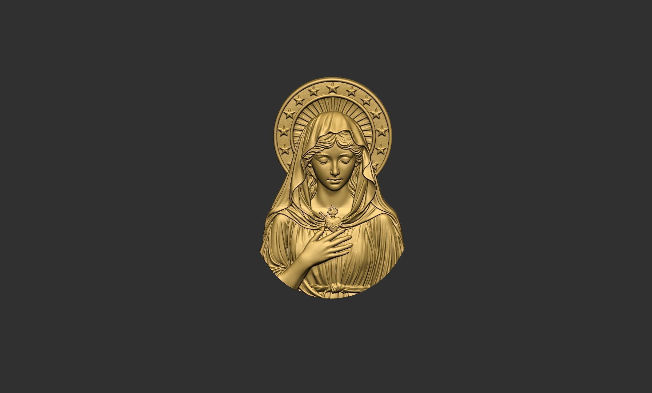 Virgin Mary with Sacred Heart and Halo 3D print model_4