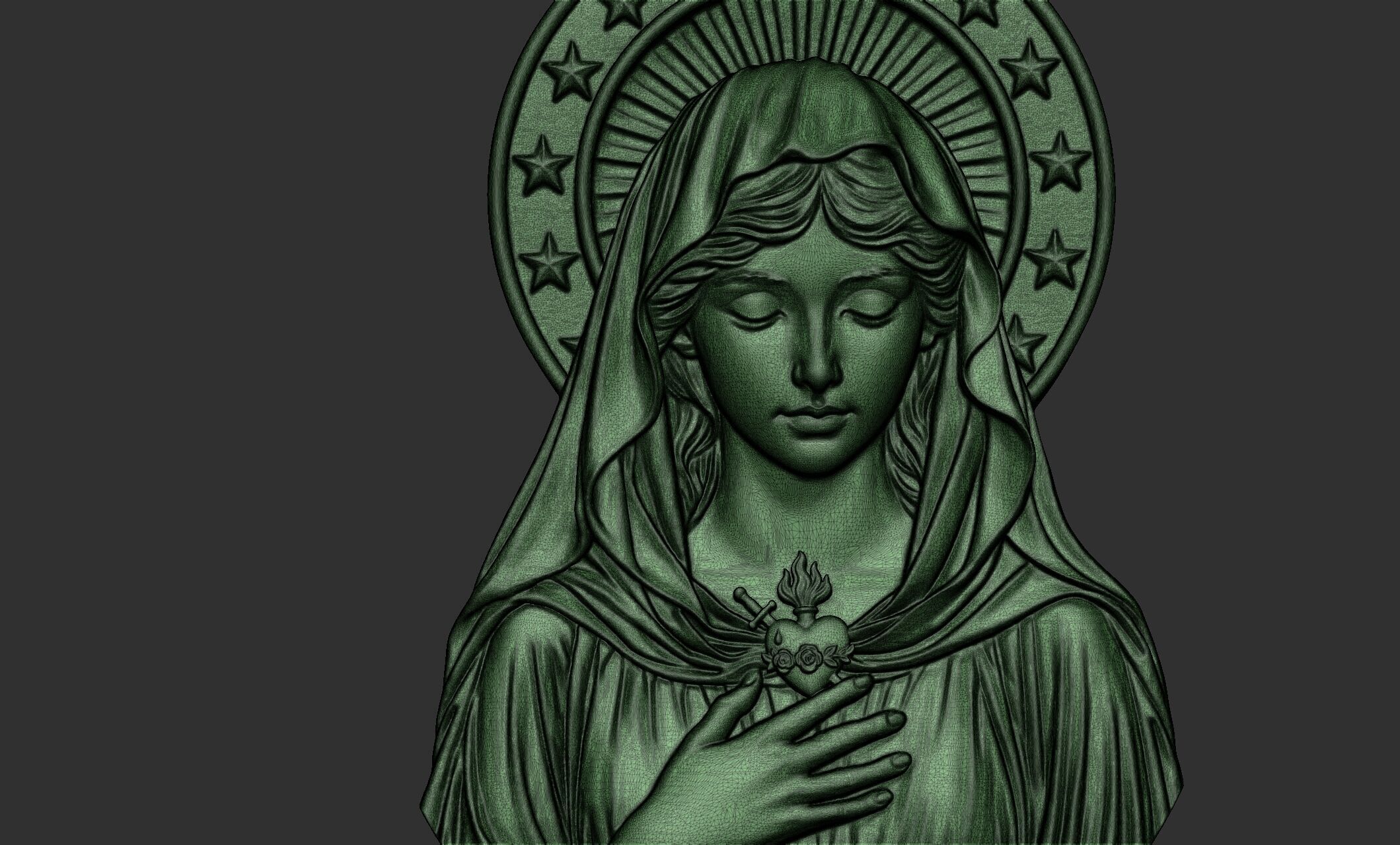 Virgin Mary with Sacred Heart and Halo 3D print model_10