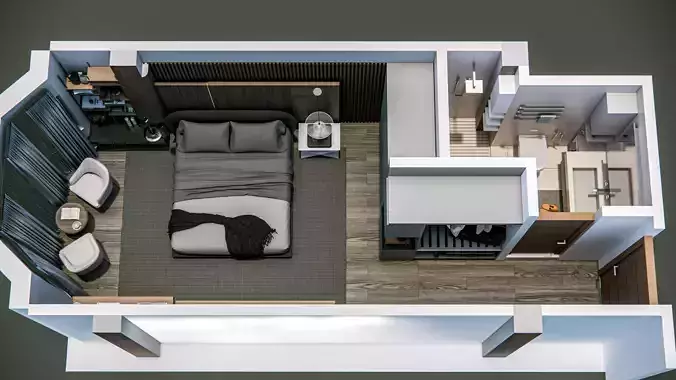 Hotel Bedroom interior  3D model