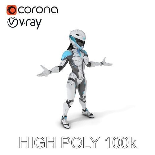 Futuristic Cyber Warrior with Sleek Armor and Advanced Techno... Low-poly 3D model