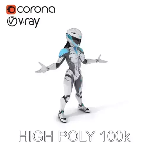 Futuristic Cyber Warrior with Sleek Armor and Advanced Technology