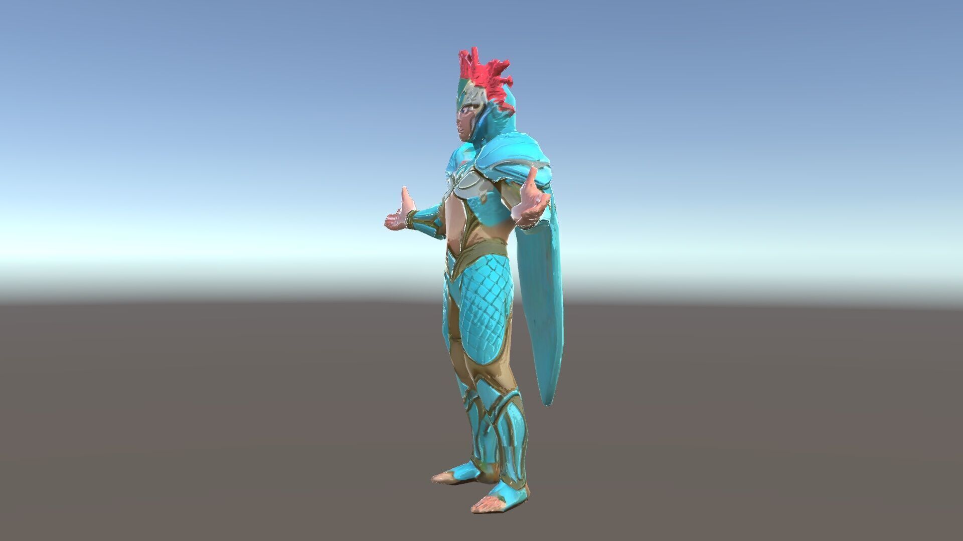 Aquatic Guardian Warrior With Coral Helmet Armor Low-poly 3D model_31