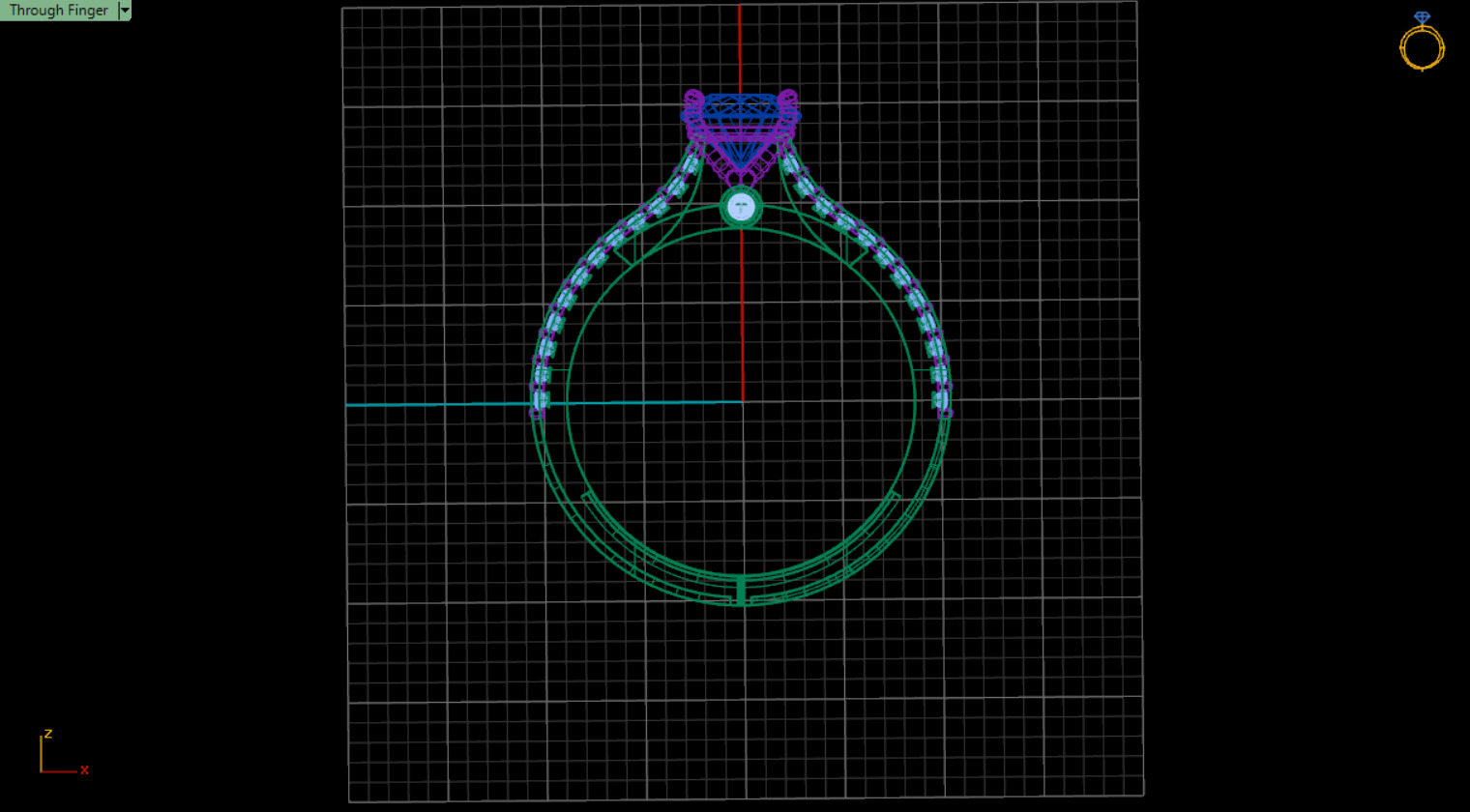 Gold Ring 3D Model with Center Round Diamond 3D print model_27