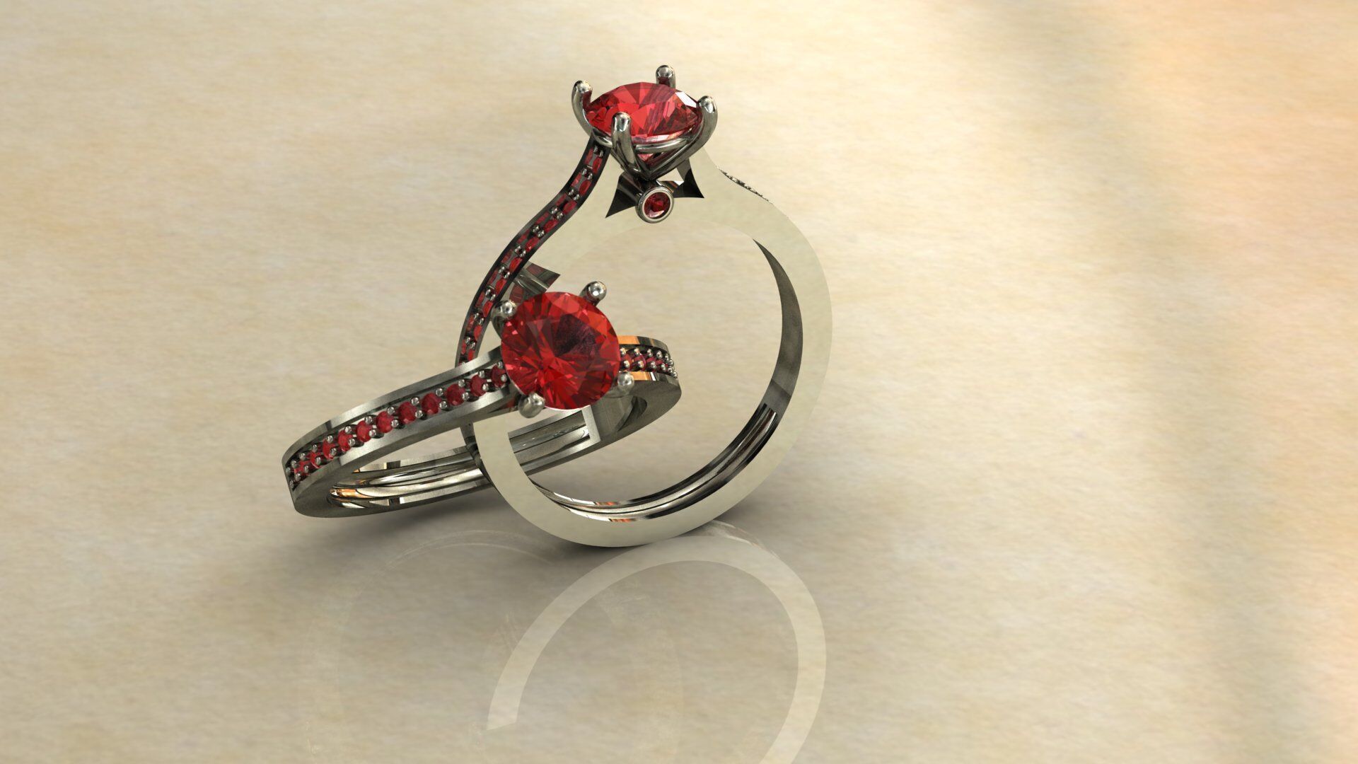 Gold Ring 3D Model with Center Round Diamond 3D print model_26