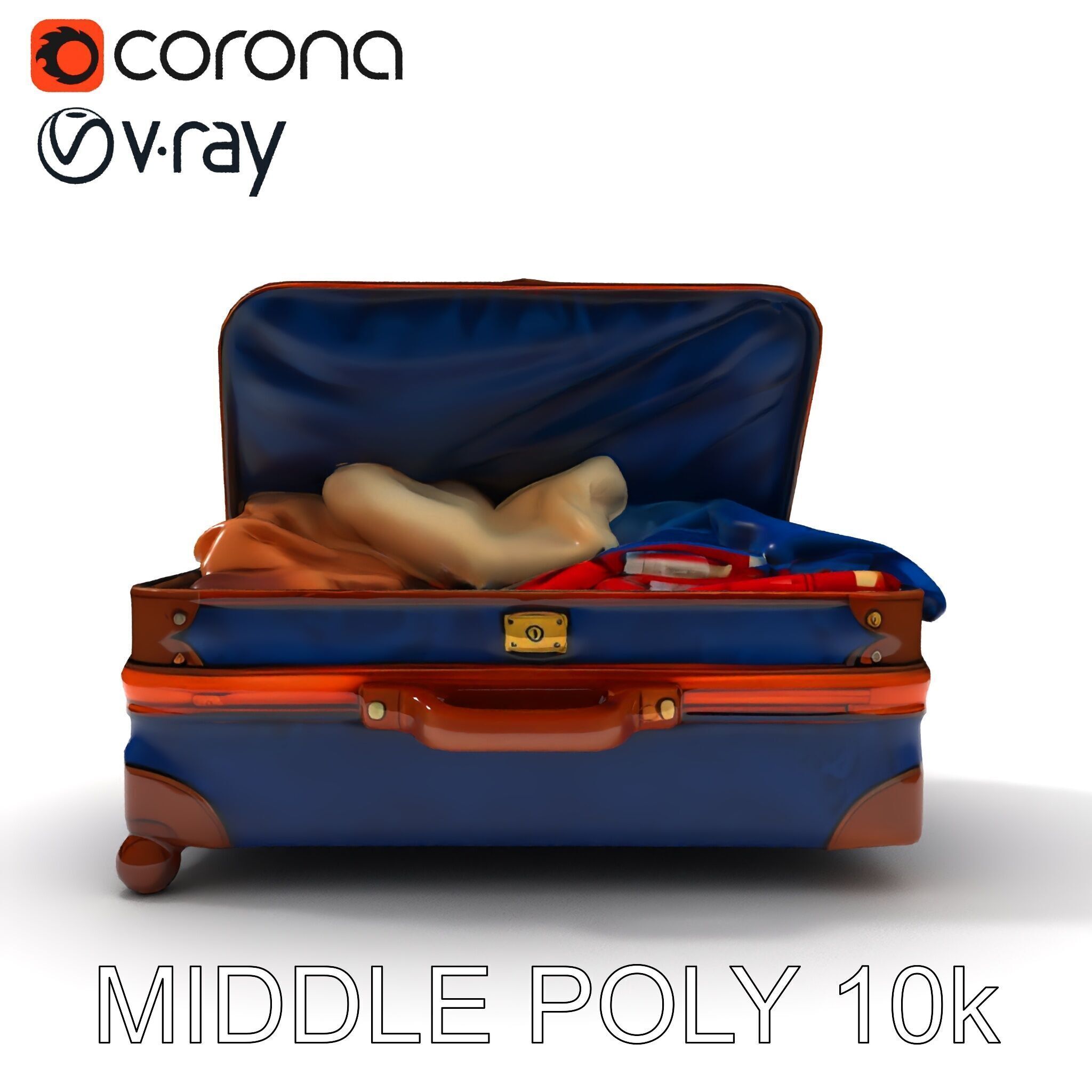 Realistic Travel Suitcase with Clothes Model Pack Low-poly 3D model_6