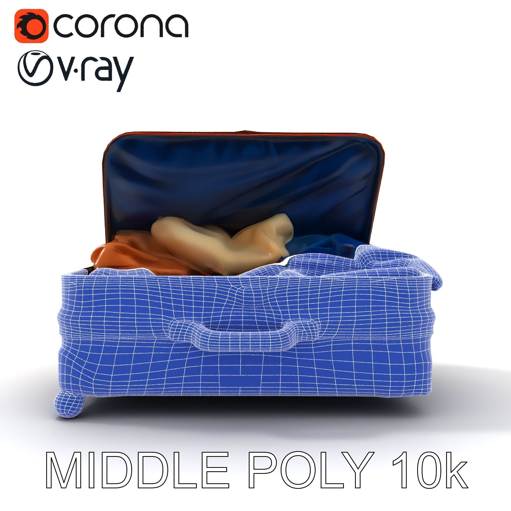 Realistic Travel Suitcase with Clothes Model Pack Low-poly 3D model_11