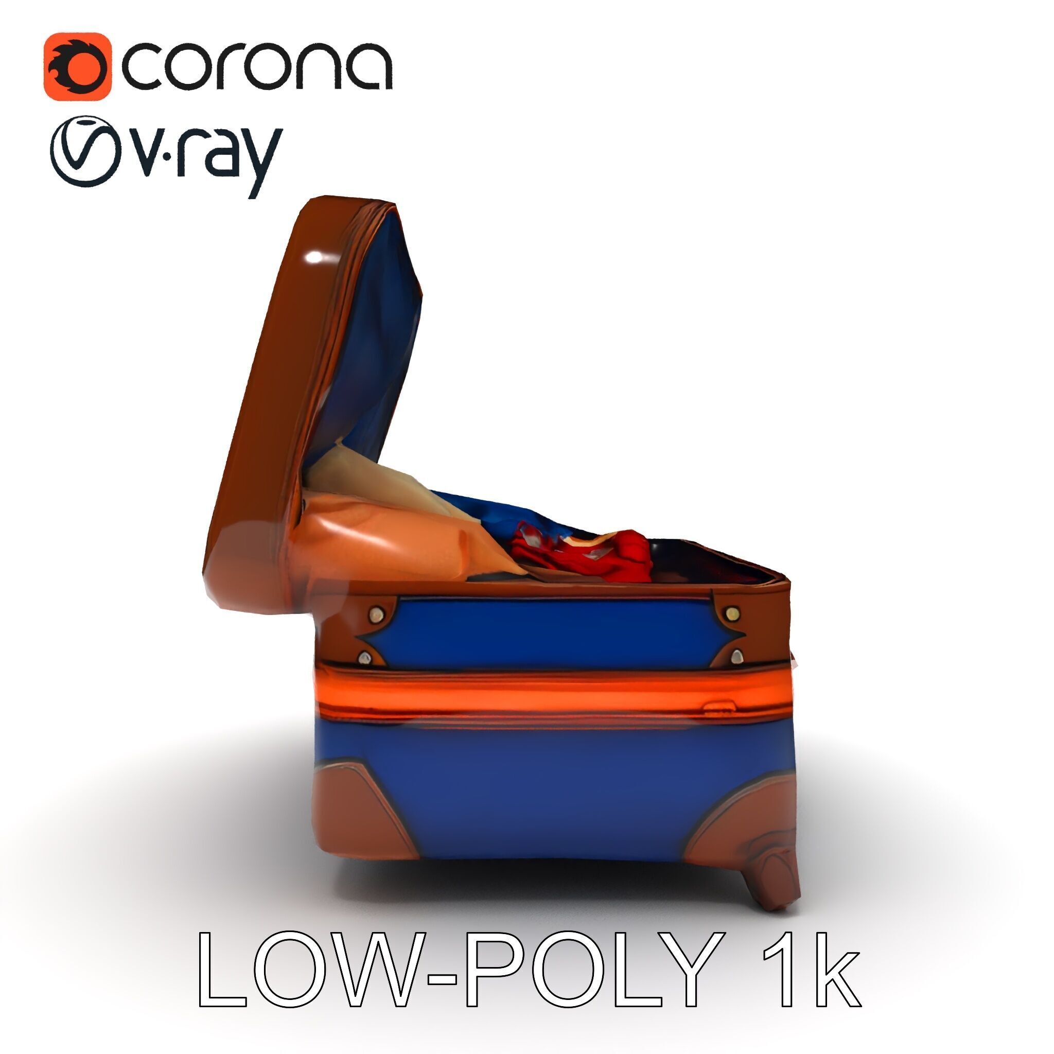 Realistic Travel Suitcase with Clothes Model Pack Low-poly 3D model_30