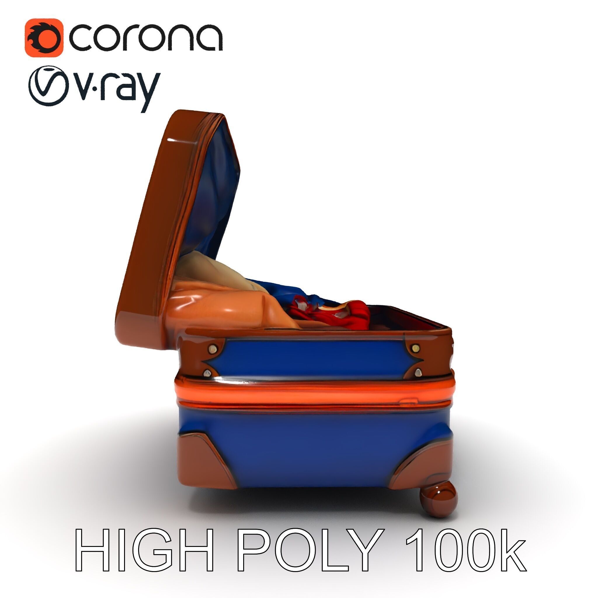 Realistic Travel Suitcase with Clothes Model Pack Low-poly 3D model_16