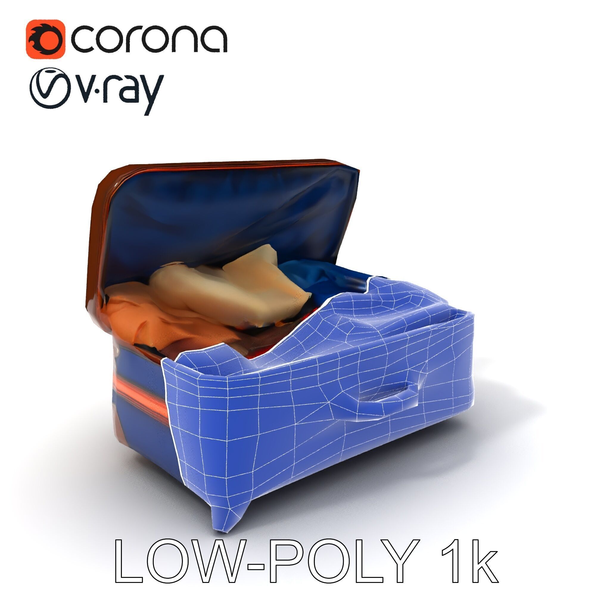 Realistic Travel Suitcase with Clothes Model Pack Low-poly 3D model_20