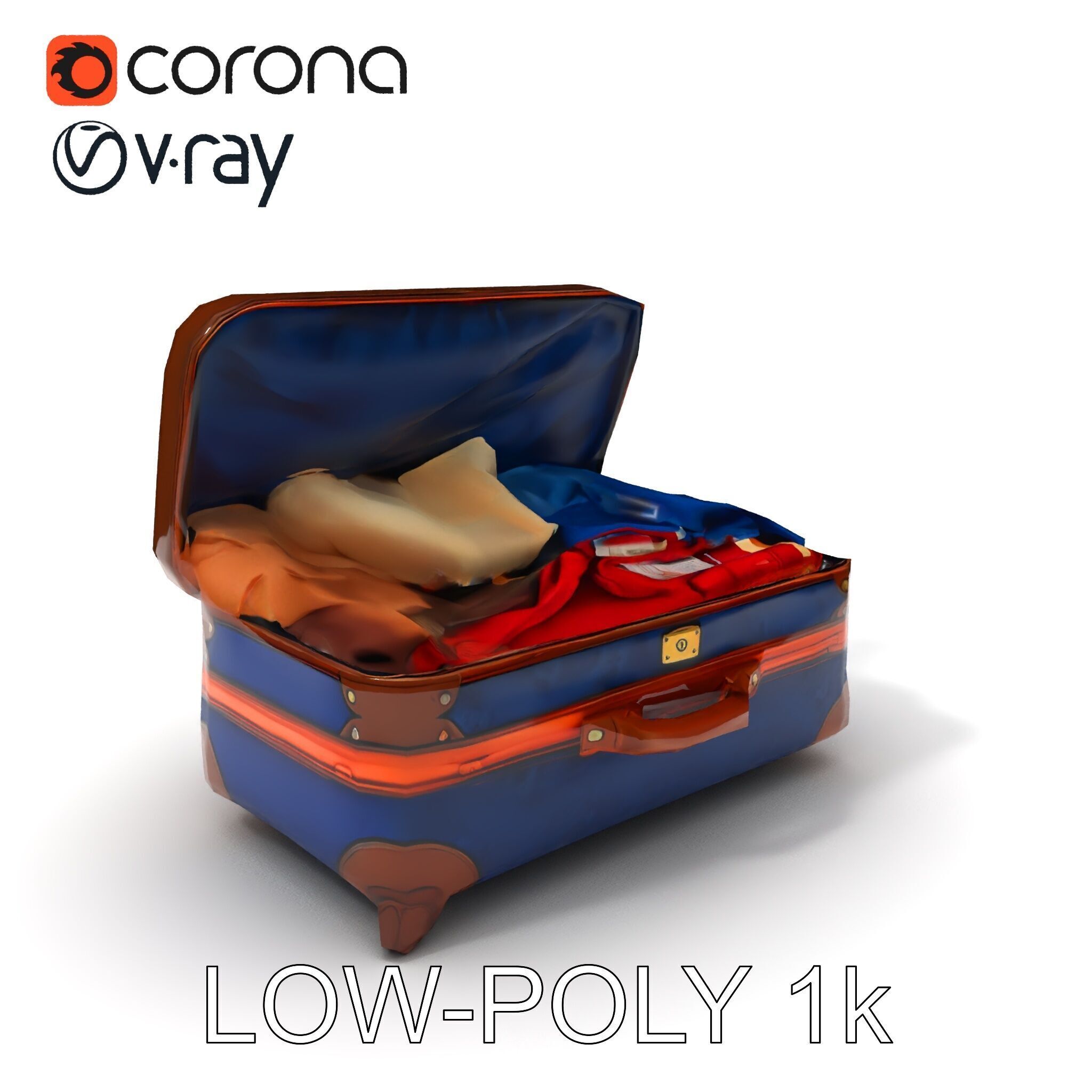 Realistic Travel Suitcase with Clothes Model Pack Low-poly 3D model_27