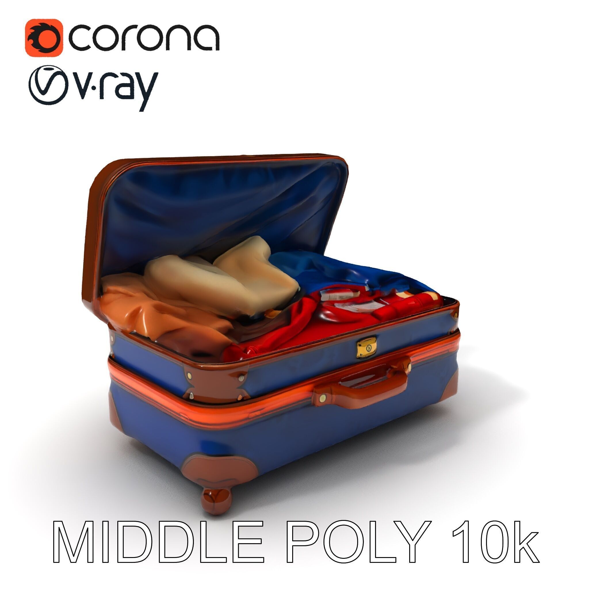 Realistic Travel Suitcase with Clothes Model Pack Low-poly 3D model_8