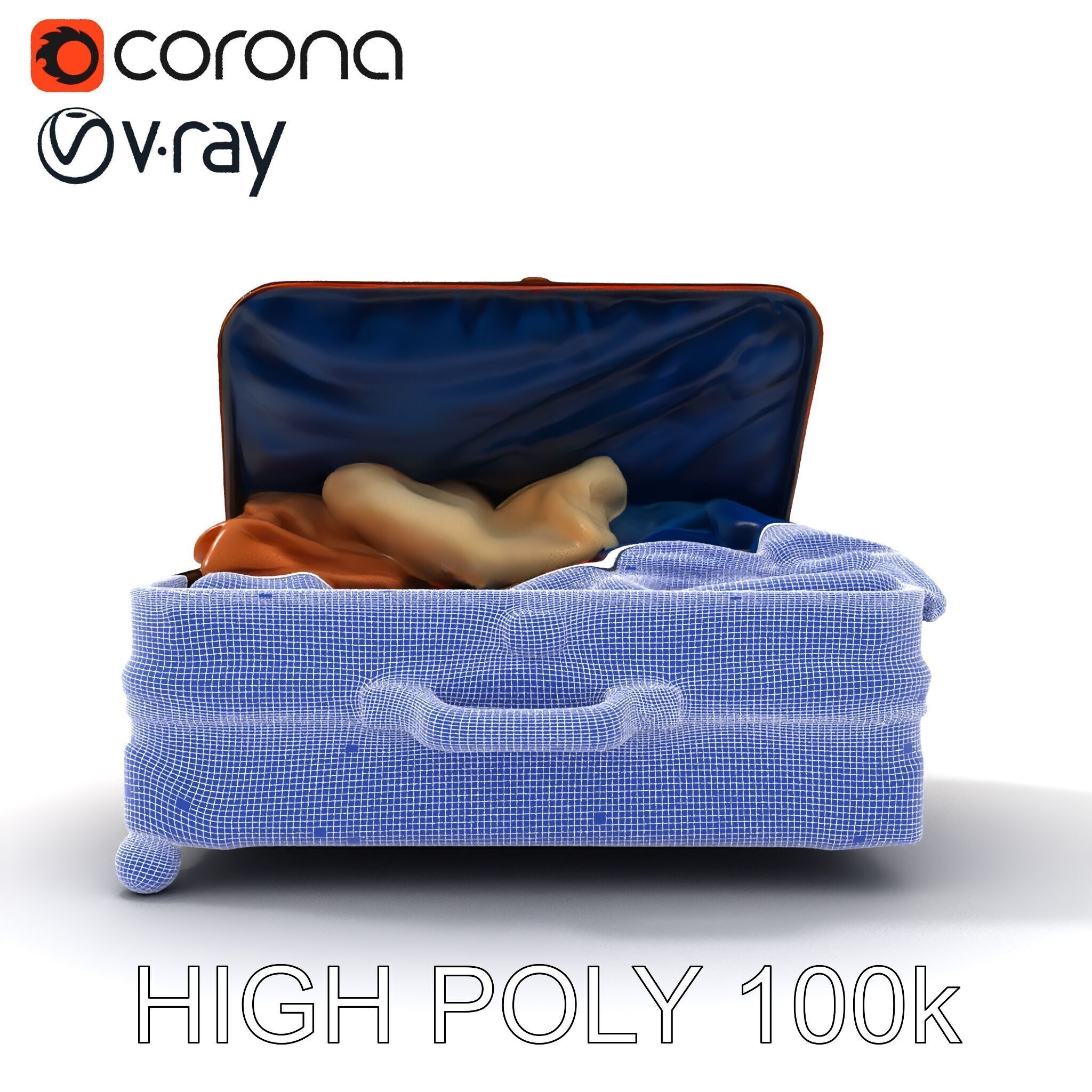 Realistic Travel Suitcase with Clothes Model Pack Low-poly 3D model_25