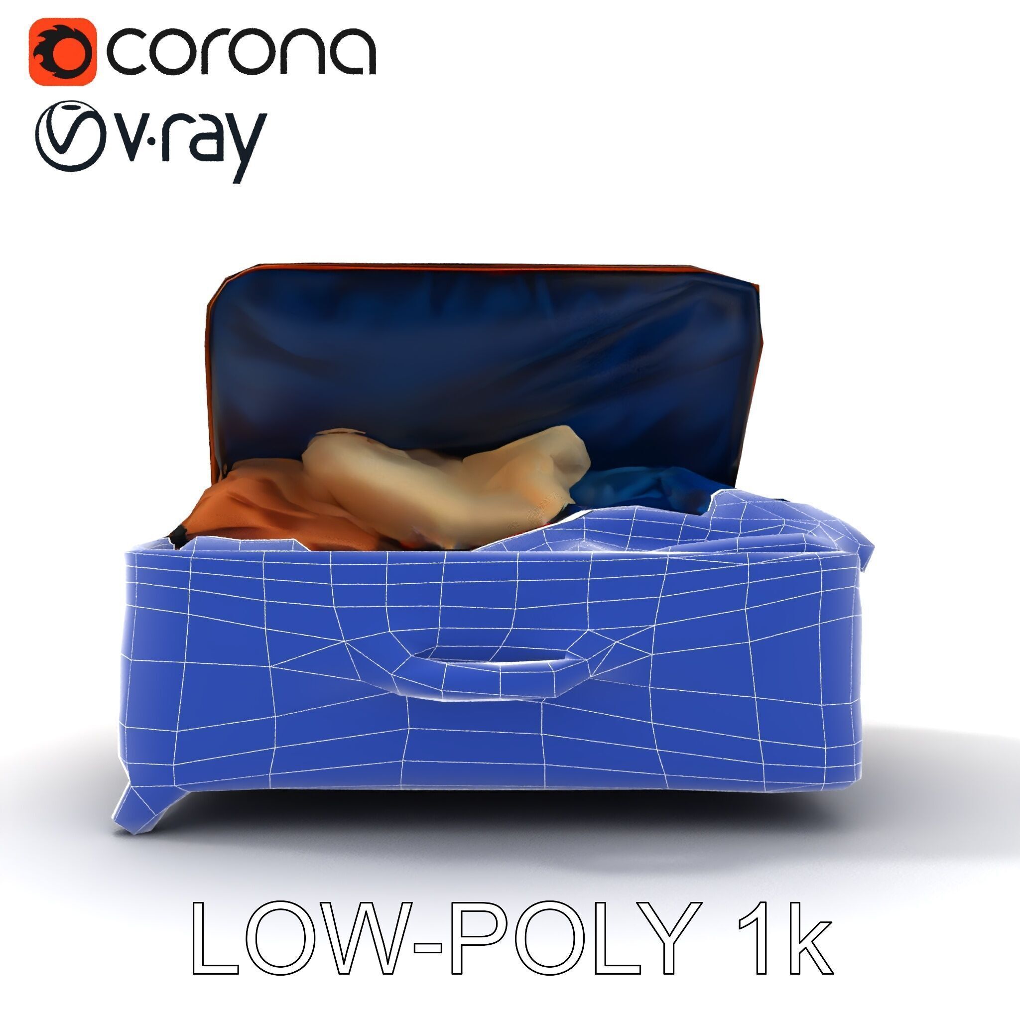Realistic Travel Suitcase with Clothes Model Pack Low-poly 3D model_12