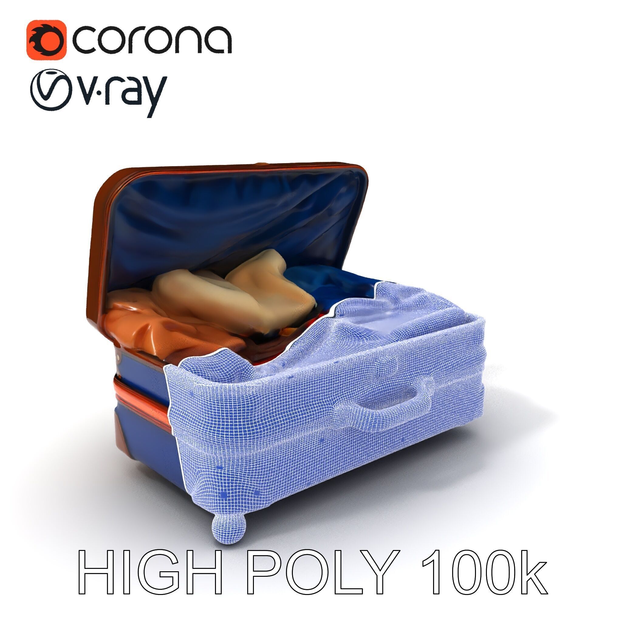 Realistic Travel Suitcase with Clothes Model Pack Low-poly 3D model_3