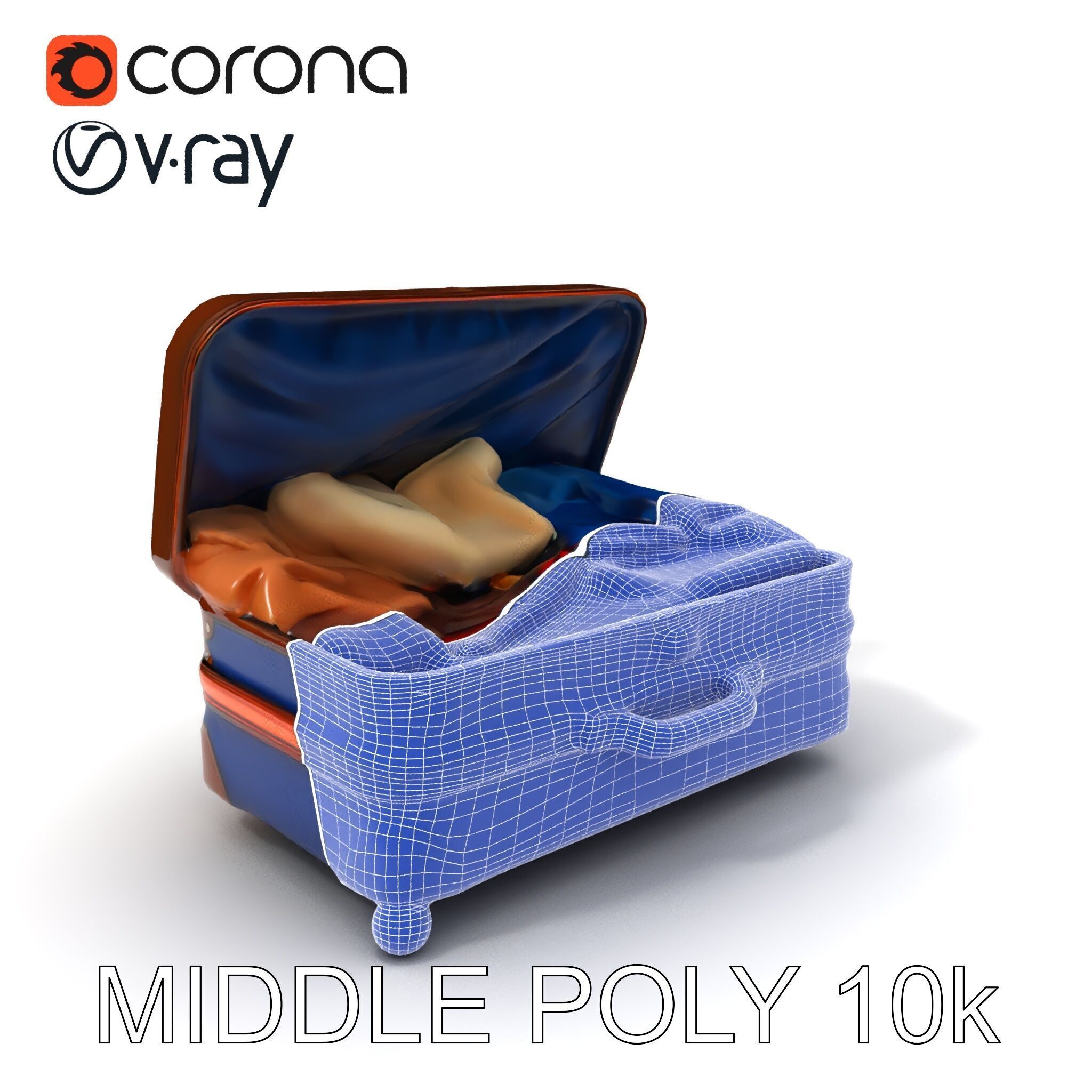 Realistic Travel Suitcase with Clothes Model Pack Low-poly 3D model_32