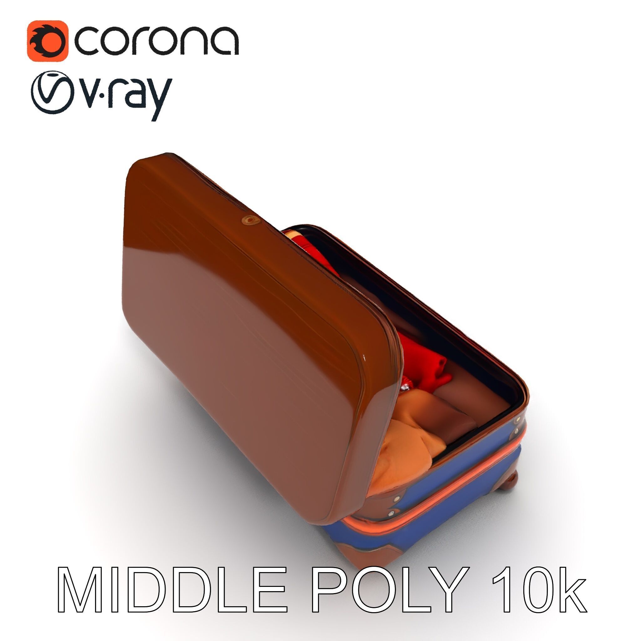 Realistic Travel Suitcase with Clothes Model Pack Low-poly 3D model_17