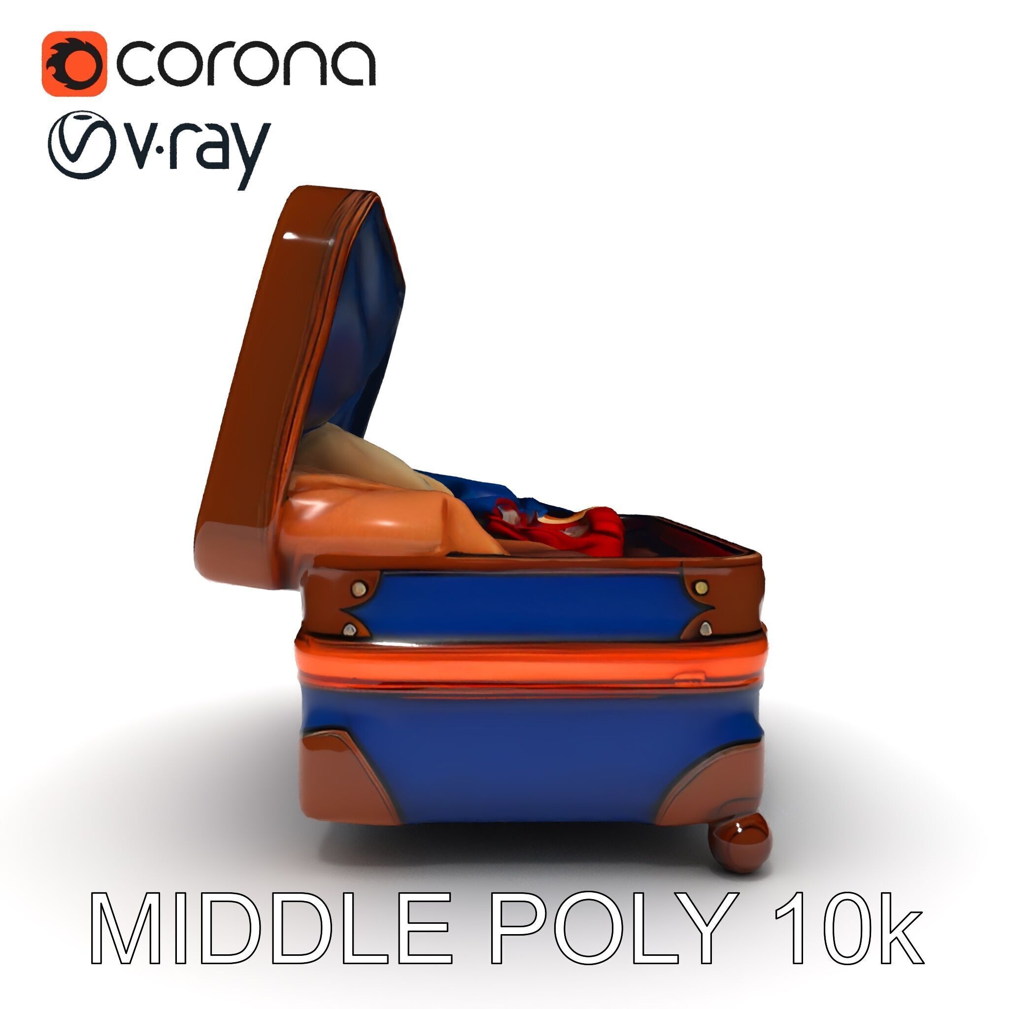 Realistic Travel Suitcase with Clothes Model Pack Low-poly 3D model_21