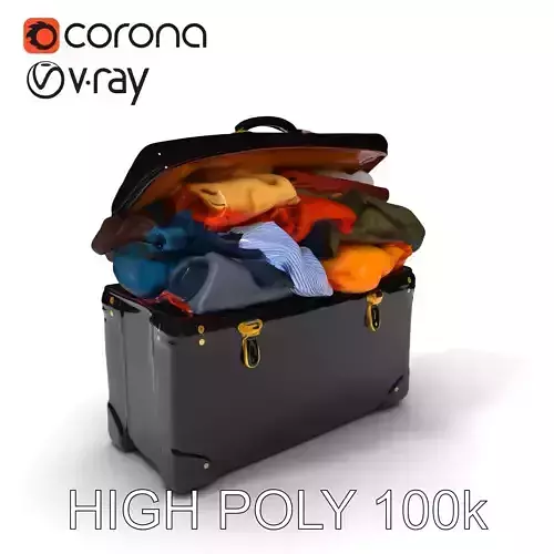 Vintage Suitcase with Clothes Model Pack