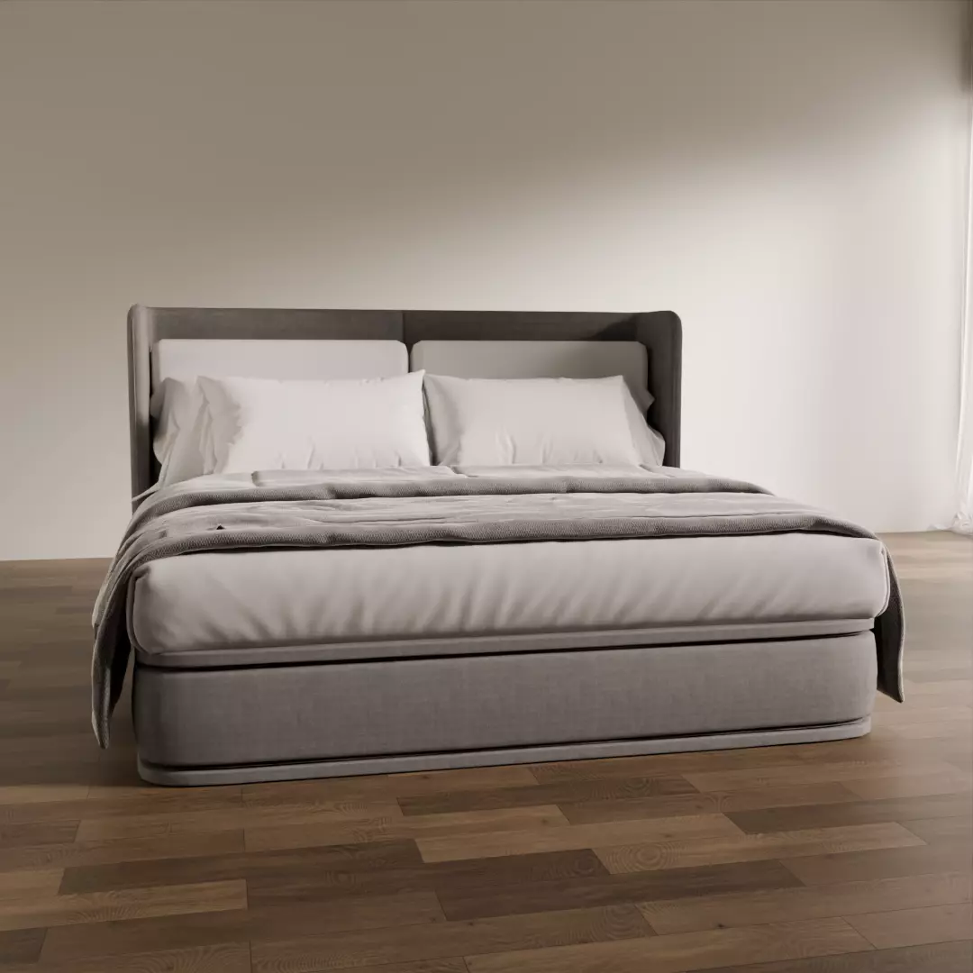 Modern Upholstered Bed Low-poly 3D model
