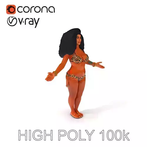 Wild Spirit  D Character Model with Tribal Tattoo and Leopard... Low-poly 3D model