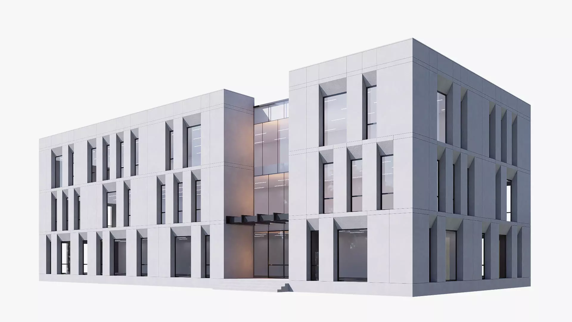 commercial building Low-poly 3D model_0