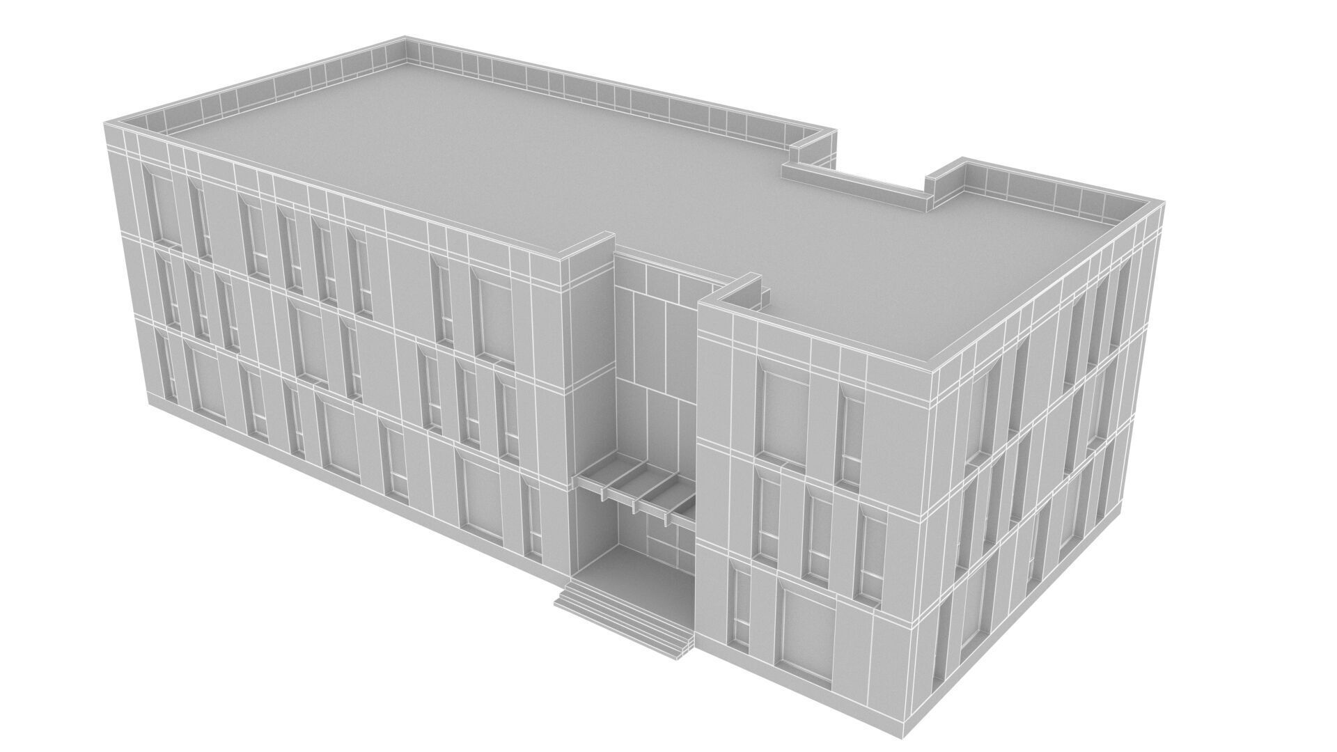 commercial building Low-poly 3D model_12