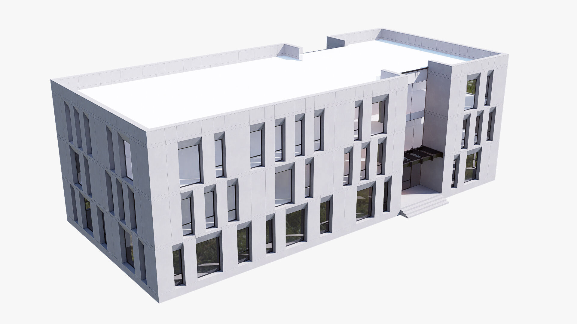 commercial building Low-poly 3D model_6