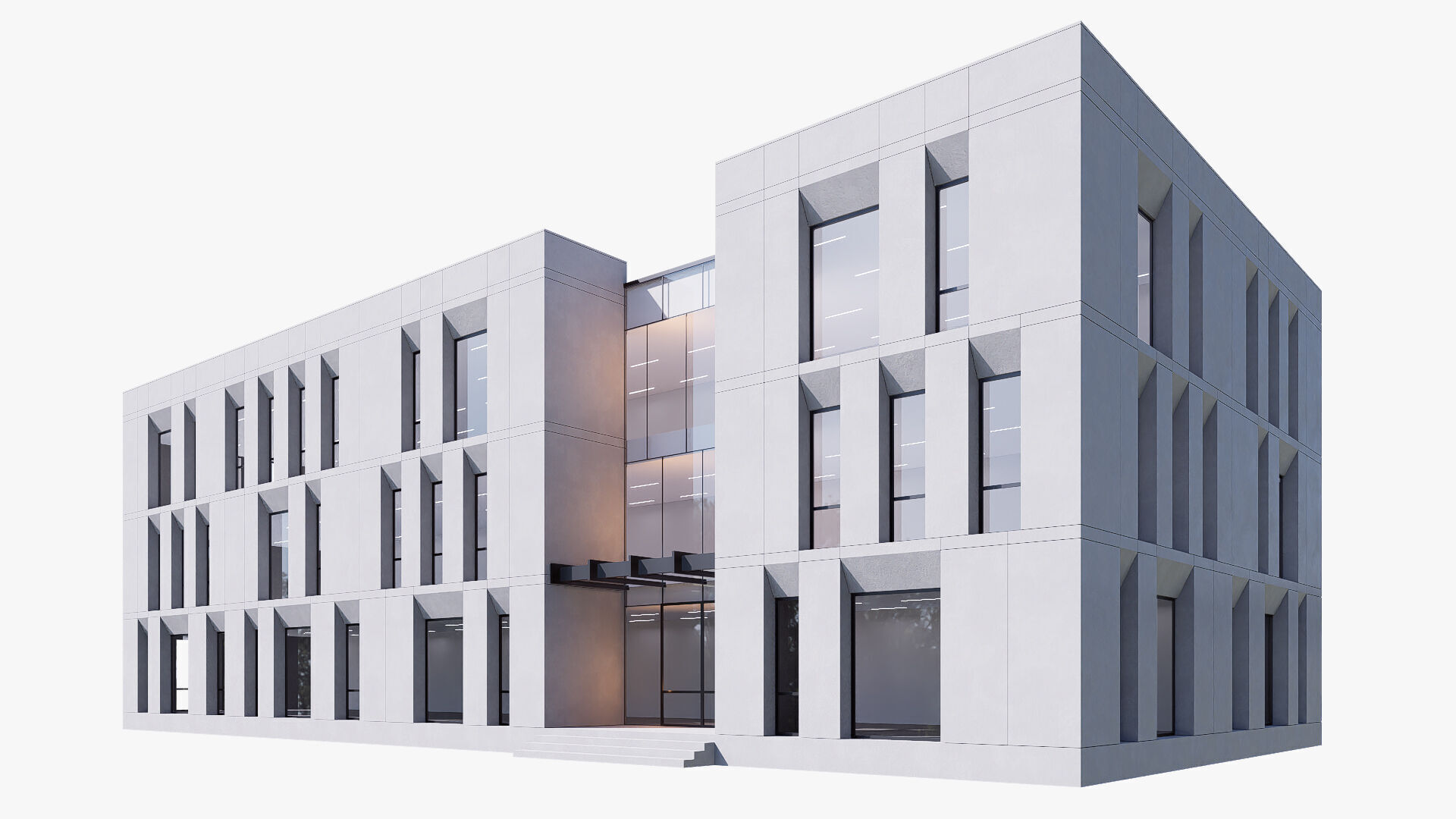 commercial building Low-poly 3D model_1