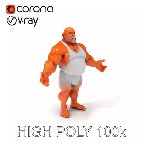 Muscular Elderly Warrior in Tank Top and Shorts  Rigged D Model Low-poly 3D model