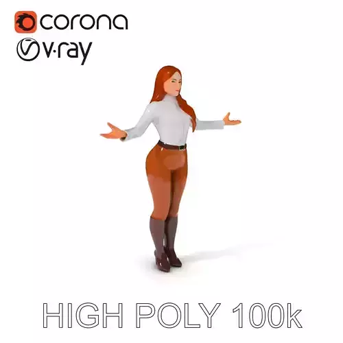 Elegant Adventurer D Model  Professional Female Character Low-poly 3D model