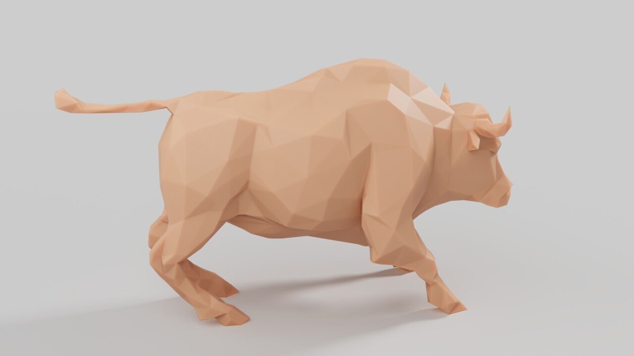 3d print low poly buffalo  3D print model_3