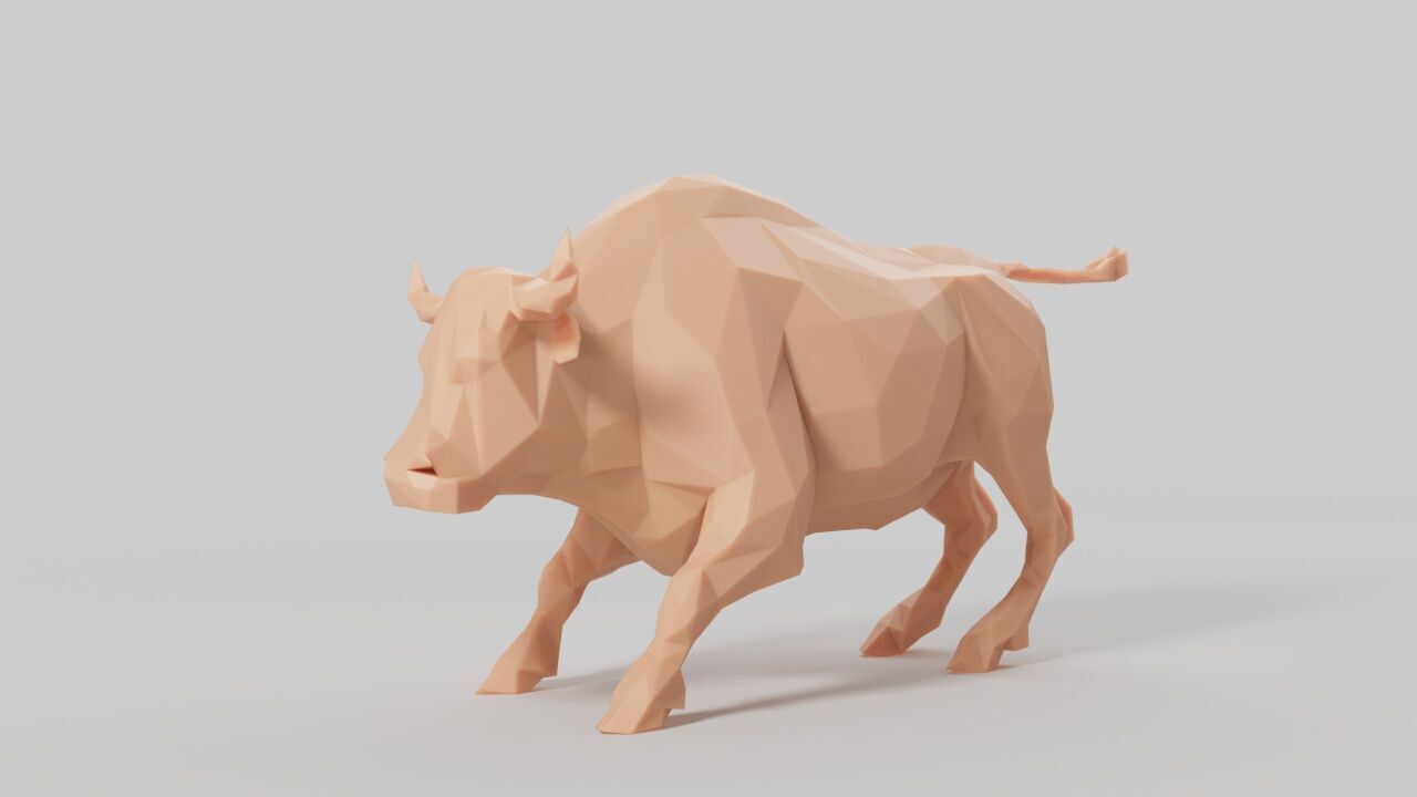 3d print low poly buffalo  3D print model_1
