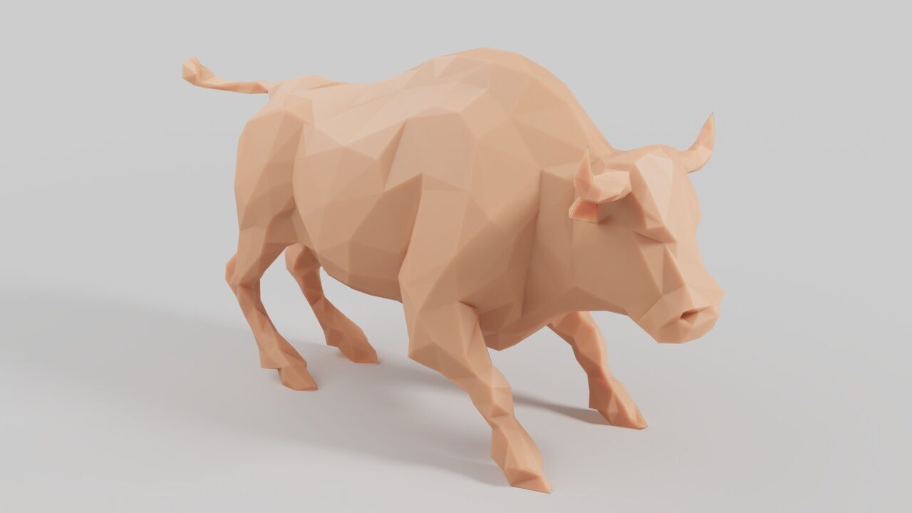 3d print low poly buffalo  3D print model_2