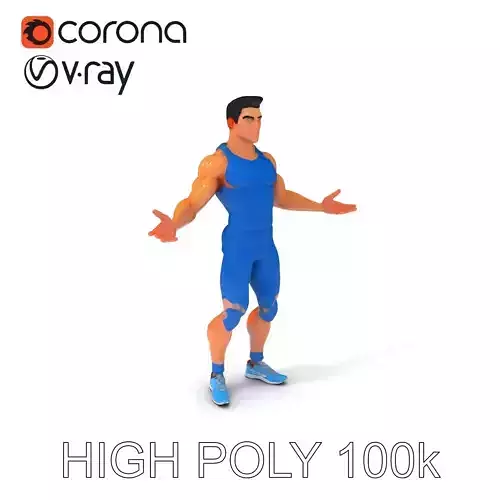 Athletic Male D Character in Blue Sportswear