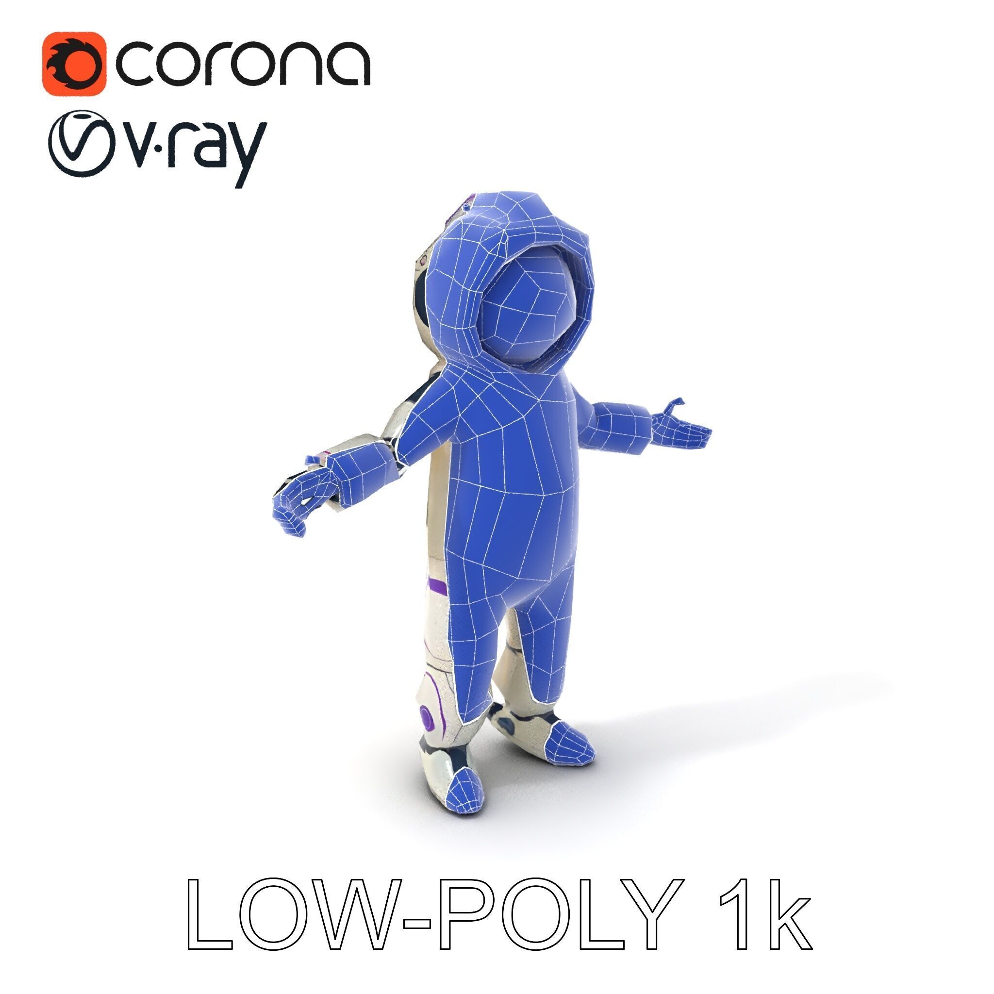 Cute Futuristic Robot Character with PBR Textures and Mixamo ... Low-poly 3D model_33