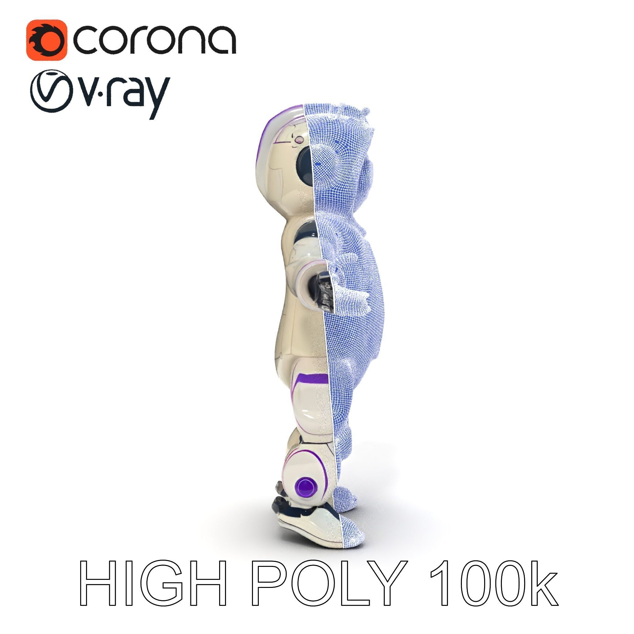 Cute Futuristic Robot Character with PBR Textures and Mixamo ... Low-poly 3D model_22