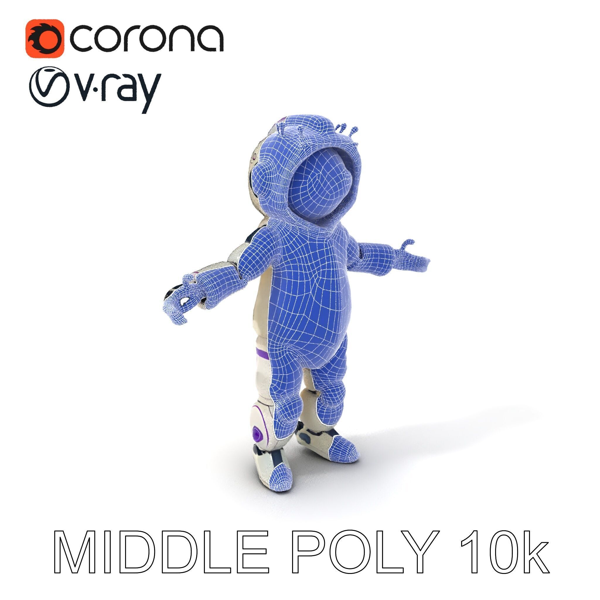 Cute Futuristic Robot Character with PBR Textures and Mixamo ... Low-poly 3D model_28