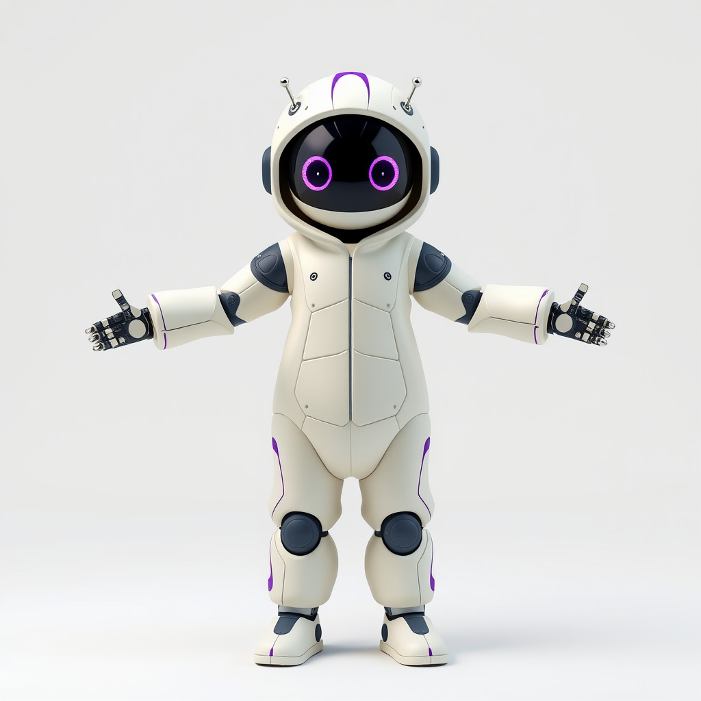 Cute Futuristic Robot Character with PBR Textures and Mixamo ... Low-poly 3D model_4