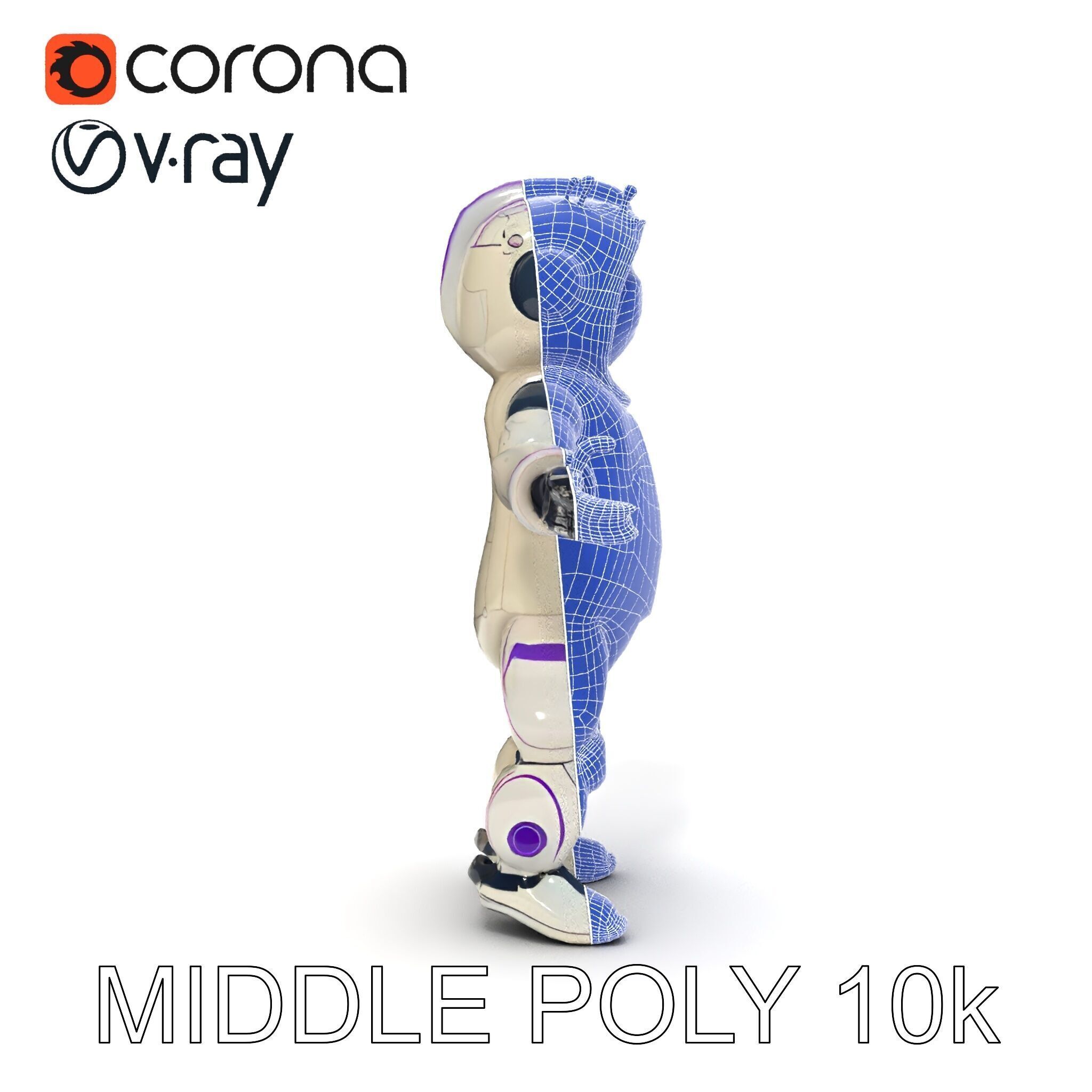 Cute Futuristic Robot Character with PBR Textures and Mixamo ... Low-poly 3D model_32