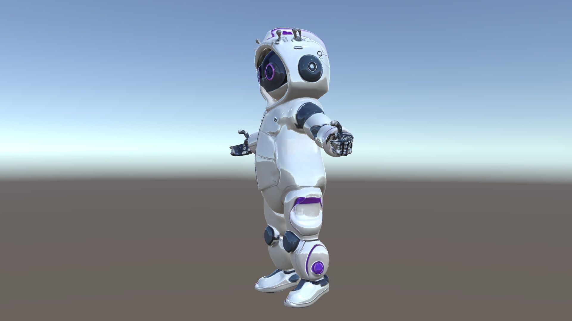 Cute Futuristic Robot Character with PBR Textures and Mixamo ... Low-poly 3D model_5
