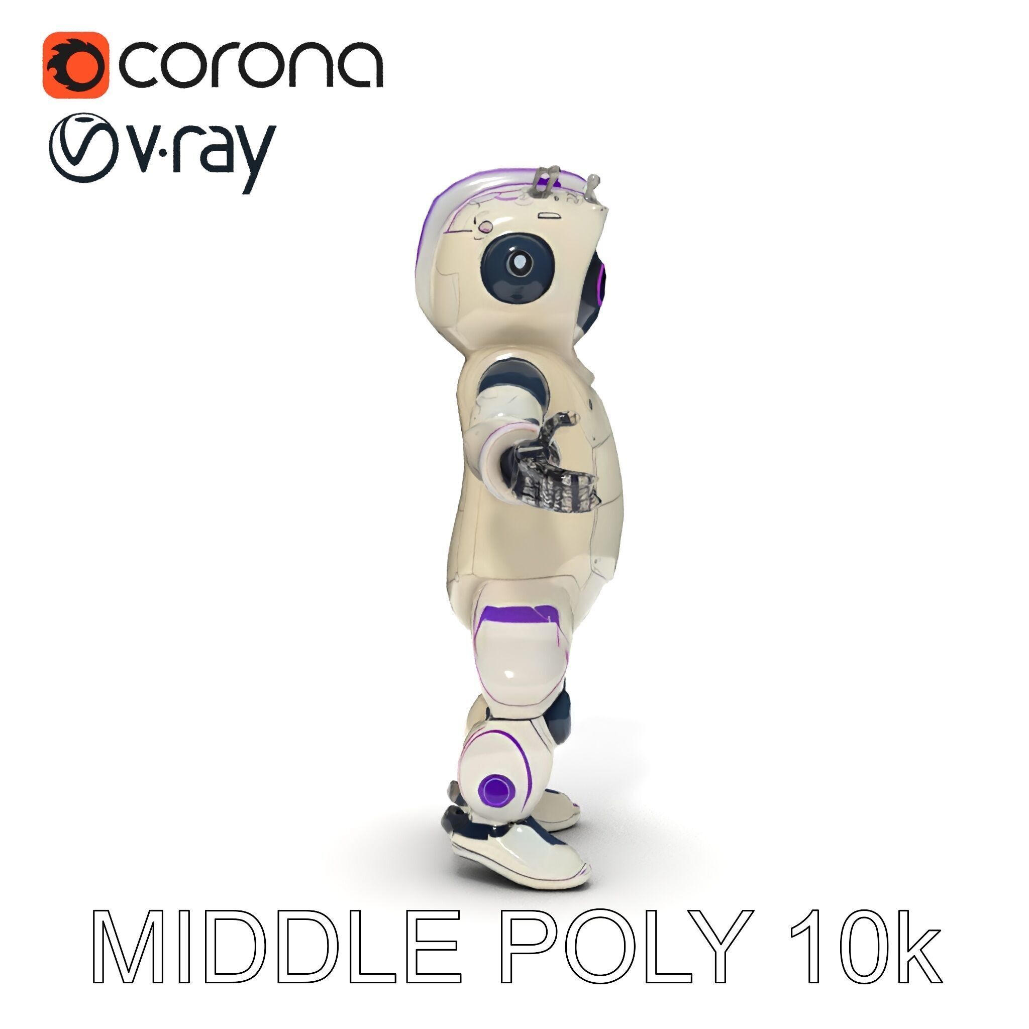 Cute Futuristic Robot Character with PBR Textures and Mixamo ... Low-poly 3D model_20